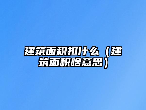 建筑面積扣什么（建筑面積啥意思）