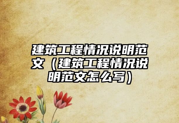 建筑工程情況說明范文（建筑工程情況說明范文怎么寫）