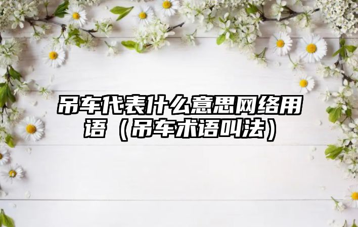 吊車代表什么意思網(wǎng)絡用語（吊車術語叫法）