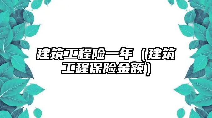 建筑工程險一年（建筑工程保險金額）