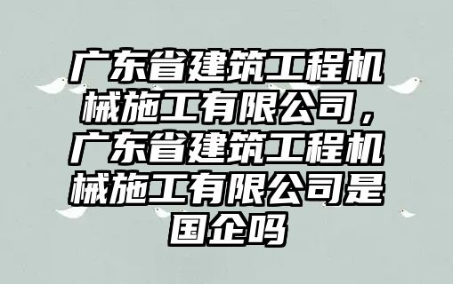 廣東省建筑工程機(jī)械施工有限公司，廣東省建筑工程機(jī)械施工有限公司是國企嗎