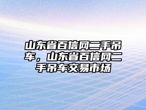 山東省百信網(wǎng)二手吊車，山東省百信網(wǎng)二手吊車交易市場