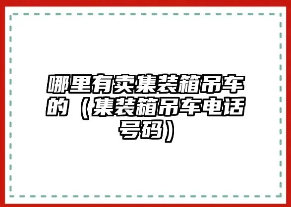 哪里有賣集裝箱吊車的（集裝箱吊車電話號碼）