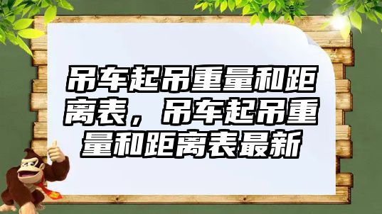 吊車起吊重量和距離表，吊車起吊重量和距離表最新