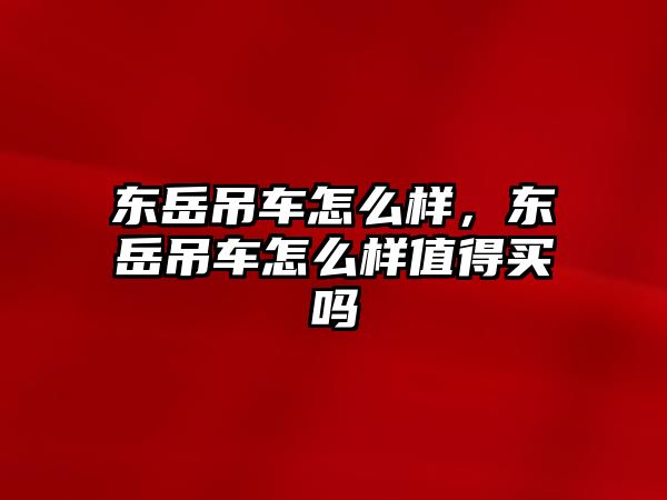 東岳吊車怎么樣，東岳吊車怎么樣值得買嗎