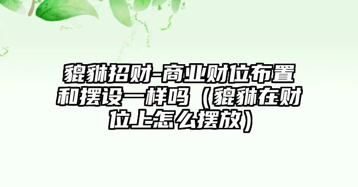 貔貅招財(cái)-商業(yè)財(cái)位布置和擺設(shè)一樣嗎（貔貅在財(cái)位上怎么擺放）