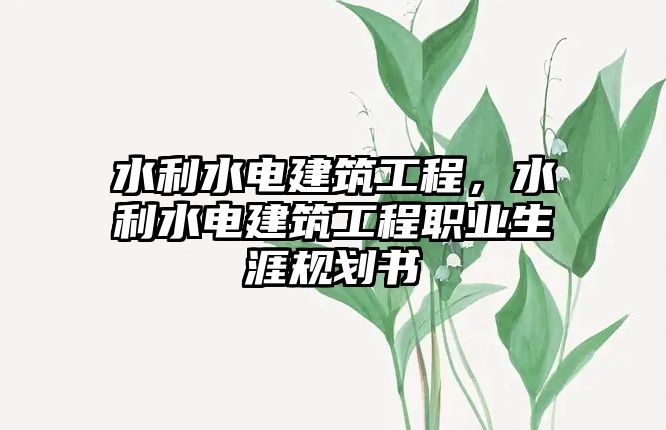 水利水電建筑工程，水利水電建筑工程職業(yè)生涯規(guī)劃書