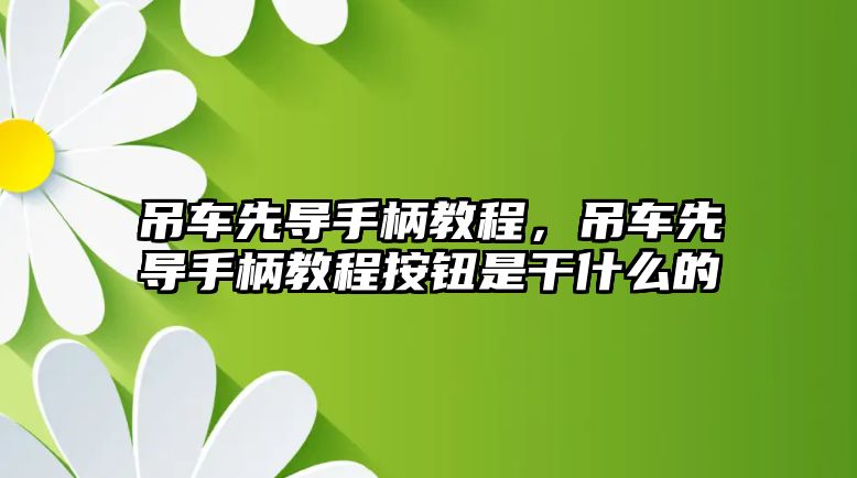 吊車先導手柄教程，吊車先導手柄教程按鈕是干什么的