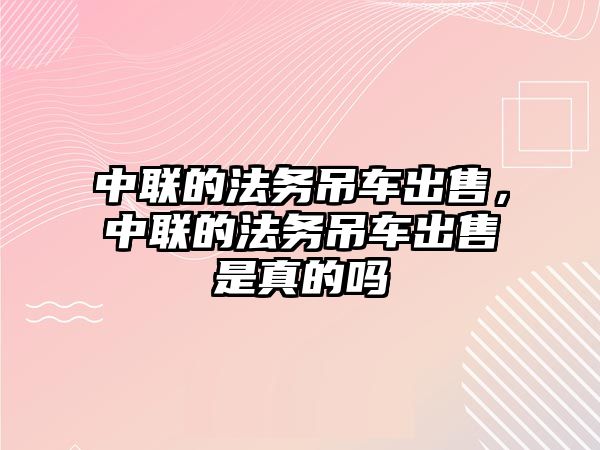 中聯的法務吊車出售，中聯的法務吊車出售是真的嗎