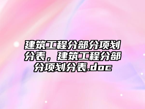 建筑工程分部分項劃分表，建筑工程分部分項劃分表.doc