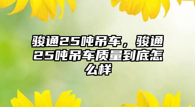 駿通25噸吊車，駿通25噸吊車質(zhì)量到底怎么樣