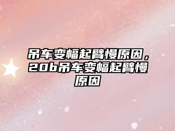 吊車變幅起臂慢原因，20b吊車變幅起臂慢原因