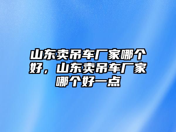 山東賣吊車廠家哪個(gè)好，山東賣吊車廠家哪個(gè)好一點(diǎn)