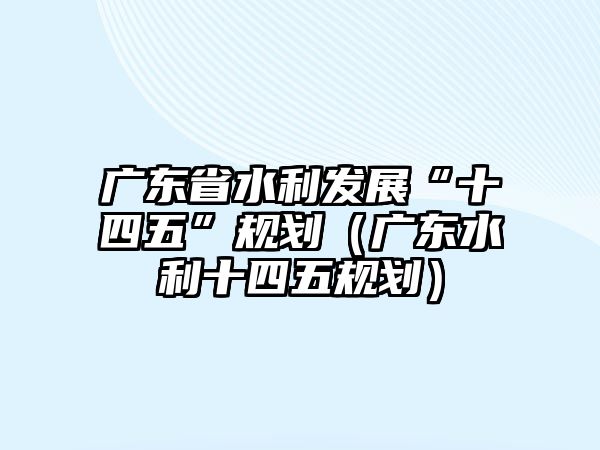 廣東省水利發(fā)展“十四五”規(guī)劃（廣東水利十四五規(guī)劃）