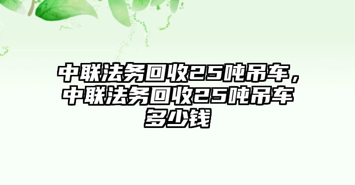 中聯(lián)法務(wù)回收25噸吊車，中聯(lián)法務(wù)回收25噸吊車多少錢