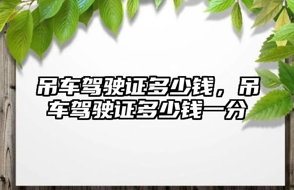 吊車駕駛證多少錢，吊車駕駛證多少錢一分