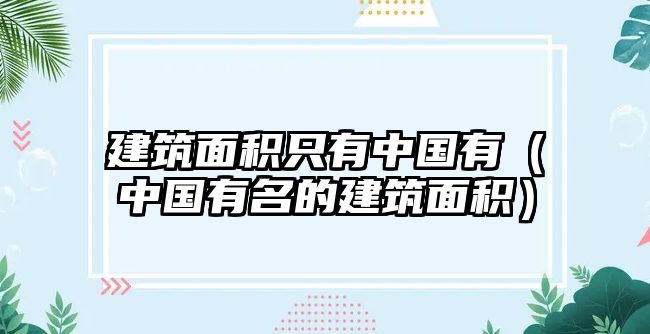 建筑面積只有中國(guó)有（中國(guó)有名的建筑面積）