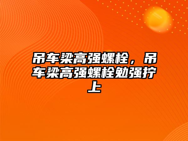 吊車梁高強螺栓，吊車梁高強螺栓勉強擰上