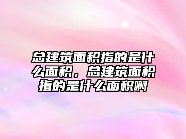 總建筑面積指的是什么面積，總建筑面積指的是什么面積啊