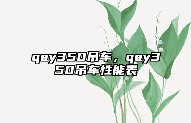 qay350吊車，qay350吊車性能表