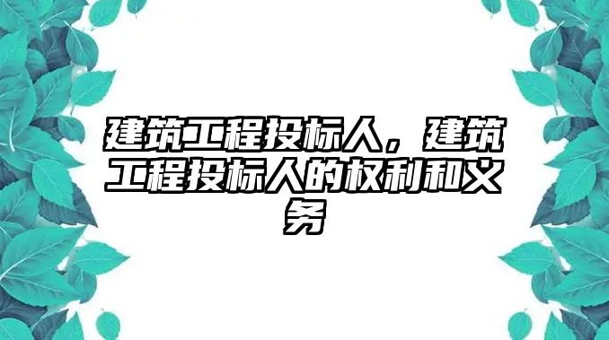 建筑工程投標(biāo)人，建筑工程投標(biāo)人的權(quán)利和義務(wù)