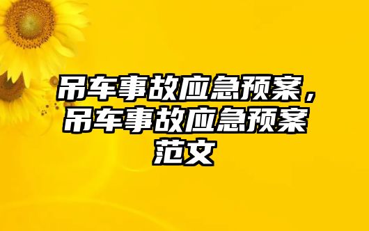 吊車事故應急預案，吊車事故應急預案范文