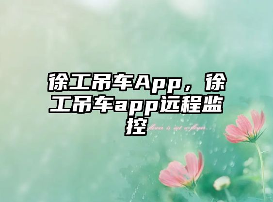 徐工吊車App，徐工吊車app遠程監(jiān)控