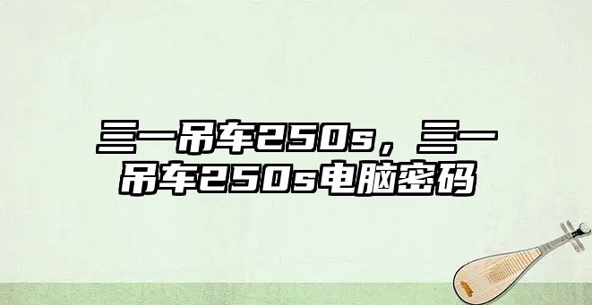 三一吊車250s，三一吊車250s電腦密碼