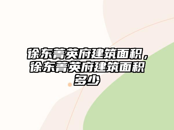 徐東菁英府建筑面積，徐東菁英府建筑面積多少