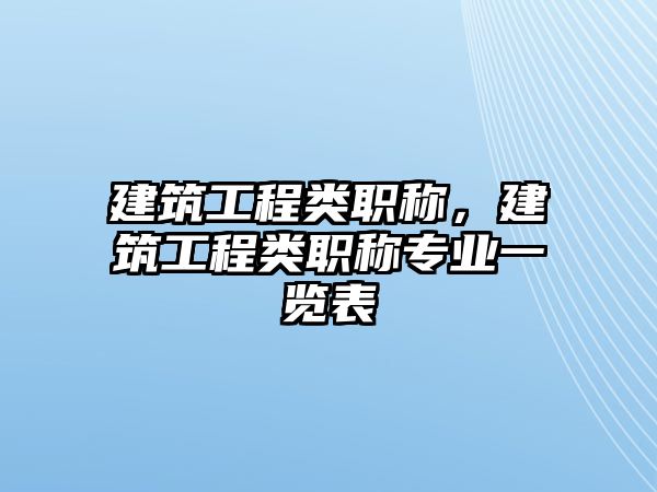 建筑工程類職稱，建筑工程類職稱專業(yè)一覽表