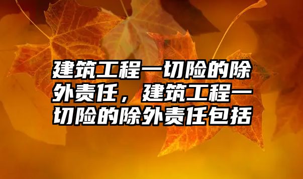 建筑工程一切險的除外責任，建筑工程一切險的除外責任包括