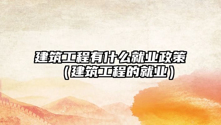 建筑工程有什么就業(yè)政策（建筑工程的就業(yè)）