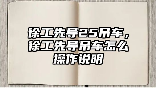 徐工先導25吊車，徐工先導吊車怎么操作說明