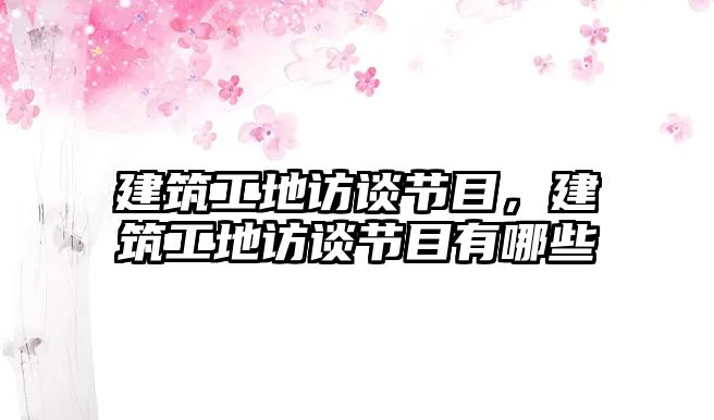 建筑工地訪談節(jié)目，建筑工地訪談節(jié)目有哪些