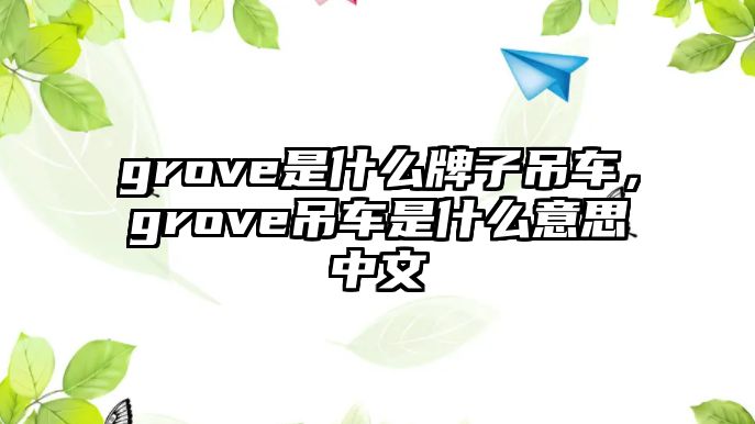 grove是什么牌子吊車，grove吊車是什么意思中文