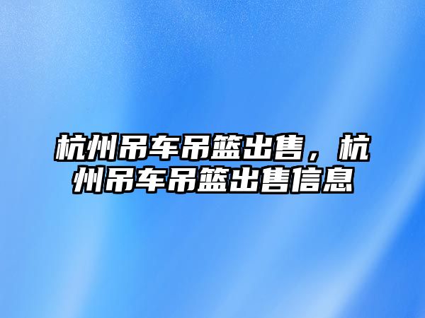 杭州吊車吊籃出售，杭州吊車吊籃出售信息