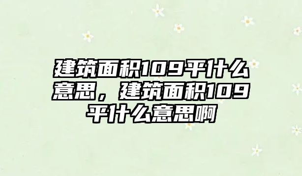 建筑面積109平什么意思，建筑面積109平什么意思啊