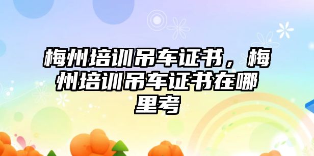 梅州培訓吊車證書，梅州培訓吊車證書在哪里考