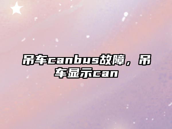 吊車canbus故障，吊車顯示can