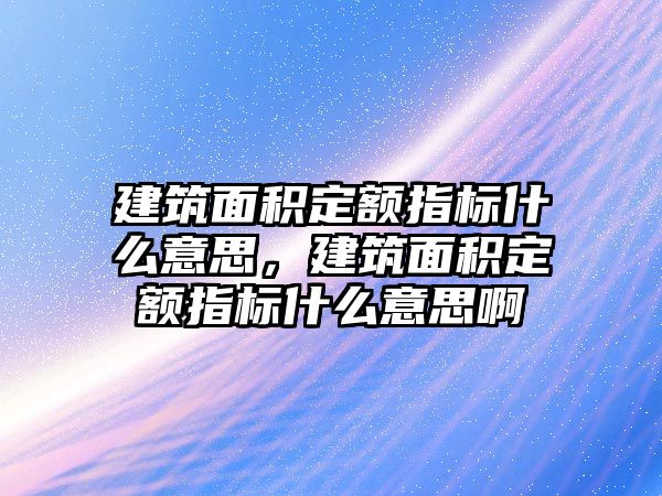 建筑面積定額指標(biāo)什么意思，建筑面積定額指標(biāo)什么意思啊