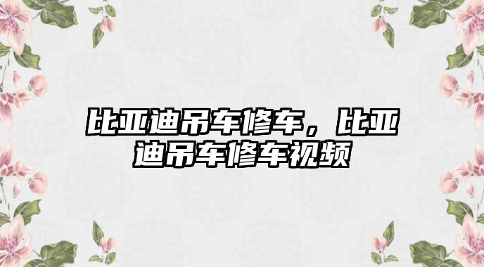 比亞迪吊車修車，比亞迪吊車修車視頻