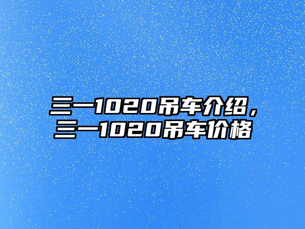 三一1020吊車介紹，三一1020吊車價格