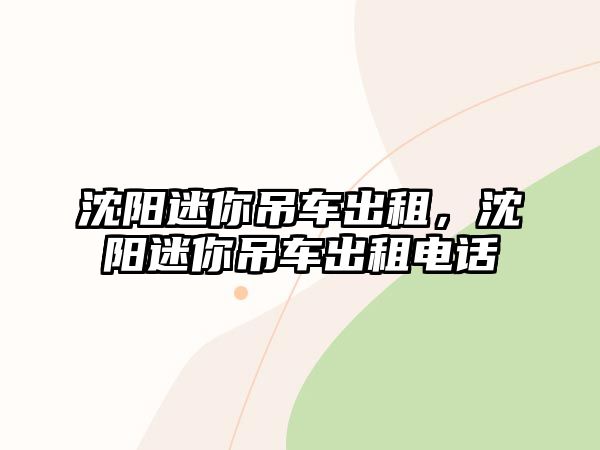 沈陽迷你吊車出租，沈陽迷你吊車出租電話