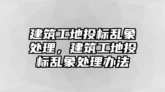 建筑工地投標(biāo)亂象處理，建筑工地投標(biāo)亂象處理辦法