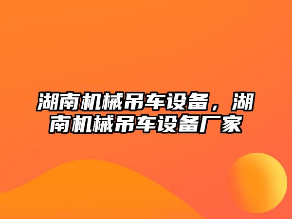 湖南機械吊車設備，湖南機械吊車設備廠家