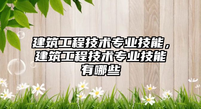 建筑工程技術專業(yè)技能，建筑工程技術專業(yè)技能有哪些