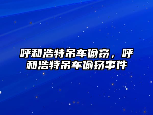 呼和浩特吊車偷竊，呼和浩特吊車偷竊事件