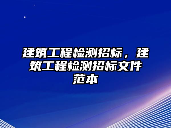 建筑工程檢測招標，建筑工程檢測招標文件范本