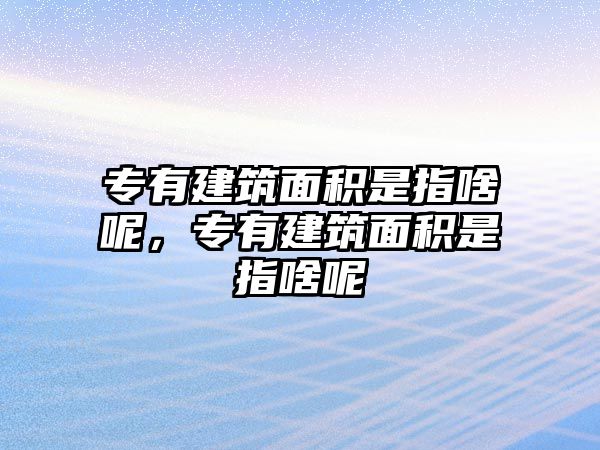 專有建筑面積是指啥呢，專有建筑面積是指啥呢