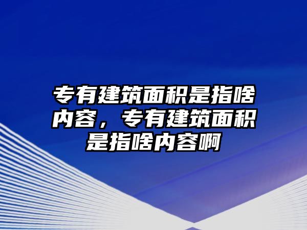 專有建筑面積是指啥內(nèi)容，專有建筑面積是指啥內(nèi)容啊